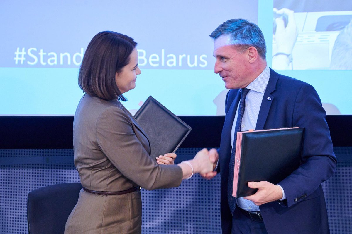 Oliver Röpke (@eesc_president) on Twitter photo Today, we signed a Memorandum of Understanding with <a href="/Tsihanouskaya/">Sviatlana Tsikhanouskaya</a> and the Belarusian democratic forces.
This marks a new chapter of cooperation to support Belarusian civil society in exile, amplify independent voices & stand united for democracy and human rights.
#EESCPlenary Today, we signed a Memorandum of Understanding with <a href="/Tsihanouskaya/">Sviatlana Tsikhanouskaya</a> and the Belarusian democratic forces.
This marks a new chapter of cooperation to support Belarusian civil society in exile, amplify independent voices & stand united for democracy and human rights.
#EESCPlenary