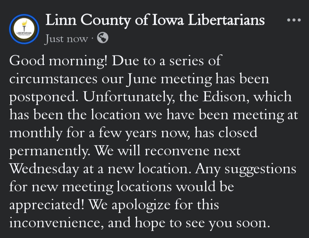Linn County, Iowa Libertarian Party tweet media