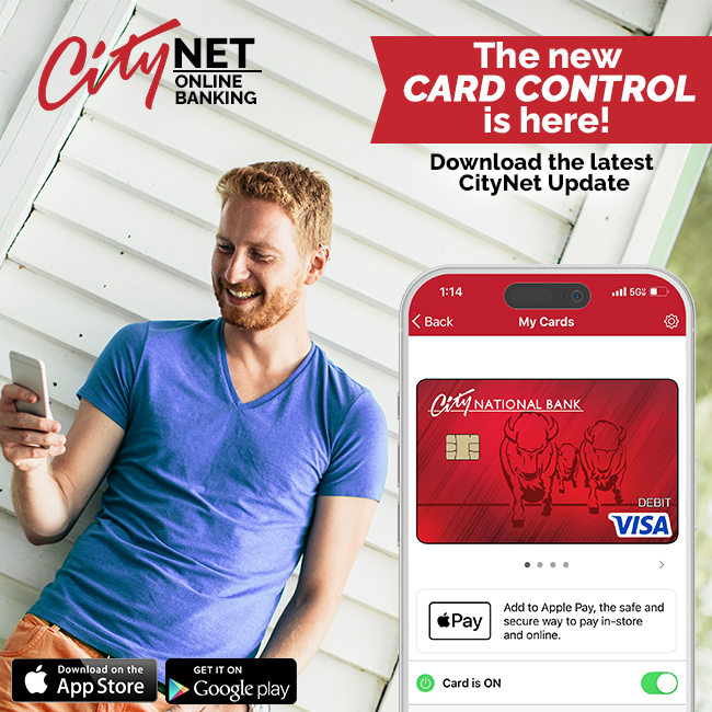 CNB1901's tweet image. 🚨 The New Card Control is LIVE!
Set limits, get alerts &amp;amp; turn your card on/off in the CityNet app.

🔄 Update your app to get started!
📲 On the App Store &amp;amp; Google Play.
Find out more at cnb1901.com/new-card-contr…
#CardControl #CNB1901 #MemberFDIC