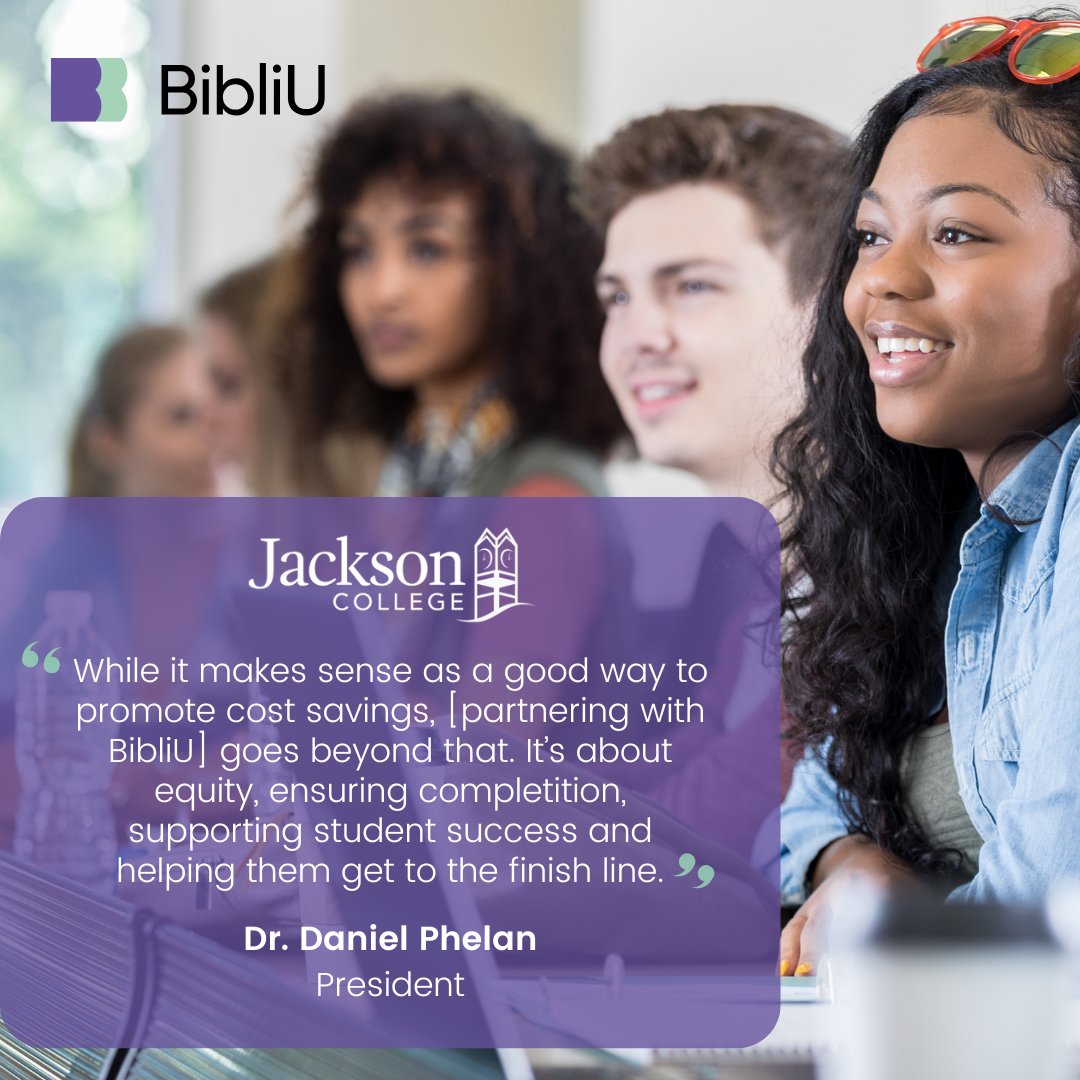 BibliU (@bibliusocial) on Twitter photo We couldn't agree with President Dr. Daniel Phelan more.
Our Impact Study with <a href="/JacksonCollege/">Jackson College</a> highlights how guaranteed access to learning materials drives results—improving course completion, GPA, and retention across diverse student populations.
🔗: bit.ly/BibliUJacksonI… We couldn't agree with President Dr. Daniel Phelan more.
Our Impact Study with <a href="/JacksonCollege/">Jackson College</a> highlights how guaranteed access to learning materials drives results—improving course completion, GPA, and retention across diverse student populations.
🔗: bit.ly/BibliUJacksonI…