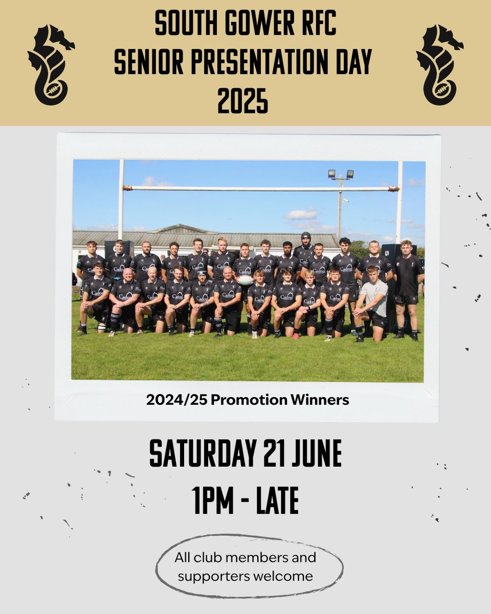 Join us this Saturday (21 June) as we celebrate another fantastic season for our Seniors.

1pm - Bar and BBQ open (BBQ closes approx 5pm) 🍻🍔🌭
2:30pm - Presentations 👏🖤
5pm - Samuel Jay 🎤🎶
7pm - DJ Chris Healings 🎧🎶

All club members and supporters welcome.

#uppaseahorse