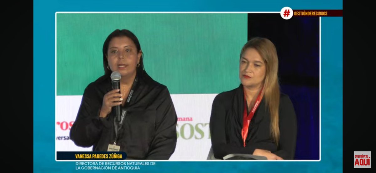 📢 Participamos en el foro de Gestión de Residuos Sólidos “Un debate urgente para Colombia”, liderado por @ForoSemana. Nuestra directora Vanessa Peredes destacó las inversiones de la <a href="/GobAntioquia/">Gobernación de Antioquia</a>  en esquemas diferenciales para transformar los residuos en oportunidades.