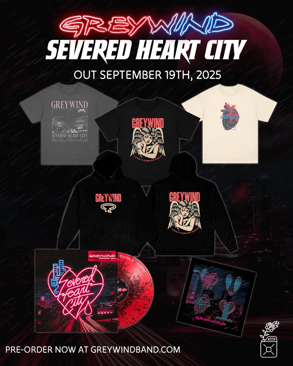 greywindband's tweet image. Our new album ‘Severed Heart City’ is coming September 19th! Check out our online pre-order which includes our exclusive Red/Black Splatter Vinyl Variant (only 300 pressed worldwide) and bundles limited to 50 or less! 🖤🥀
Pre-order: greywind.merchtable.com