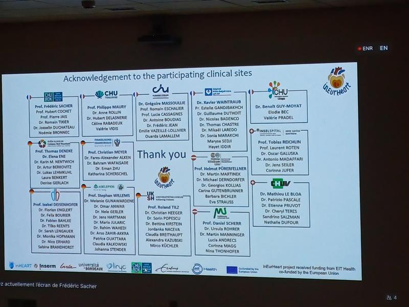 Workshop on Cardiac Arrhythmia, Imaging &amp; AI au Centre Cardiothoracique de Monaco pour l’événement final d'<a href="/ineurheart/">inEurHeart project</a>
Ce projet soutenu par <a href="/EITHealth/">EIT Health</a> vise à transformer l'ablation de la tachycardie ventriculaire
Cap sur les résultats cliniques: 119 patients, 14centres européens