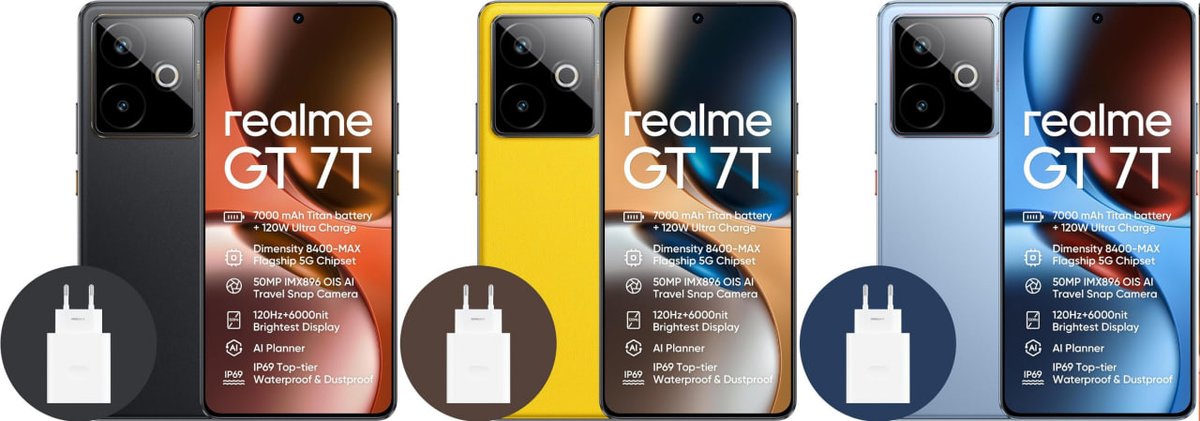 realme GT 7T 5G de 12GB RAM+256GB ROM, 7000mAh + 120W, Dimensity 8400-MAX, Cámara IMX896 50MP, Pantalla AMOLED 6000nits, IP69 #Amazon OFERTA FLASH⌛️

🔴Antes: 649€
🔵Ahora: 499€
💸Azul: amzn.to/3Hd1Dst
💸Negro: amzn.to/4kxQ8ds
💸Amarillo: amzn.to/4kG2bFQ