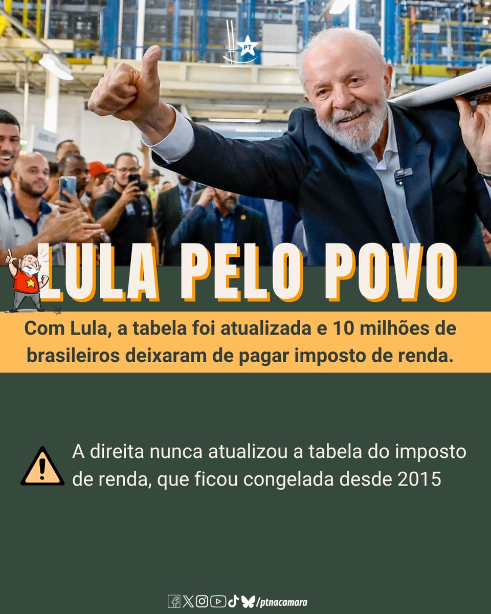 A proposta do Governo Lula não tira nenhum direito da população: ela corrige distorções e garante justiça na arrecadação. Arrasta pro lado e confira!

#PTnaCâmara #LulapeloPovo #ImpostodeRenda #IsençãoFiscal #JustiçaFiscal #GovernoLula