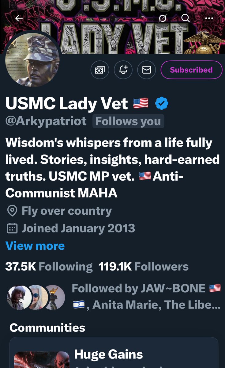 MJ Sure Shot πΊπΈ (@jesusroxit) on Twitter photo My real mom bailed so <a href="/Arkypatriot/">USMC Lady Vet πΊπΈ</a> adopted me and made me part of her family. Could I be any more blessed? Thanks for making me your own, Arky. Go thank this beautiful Veteran for her service to our country and for claiming me when I needed a Mom. My real mom bailed so <a href="/Arkypatriot/">USMC Lady Vet πΊπΈ</a> adopted me and made me part of her family. Could I be any more blessed? Thanks for making me your own, Arky. Go thank this beautiful Veteran for her service to our country and for claiming me when I needed a Mom.