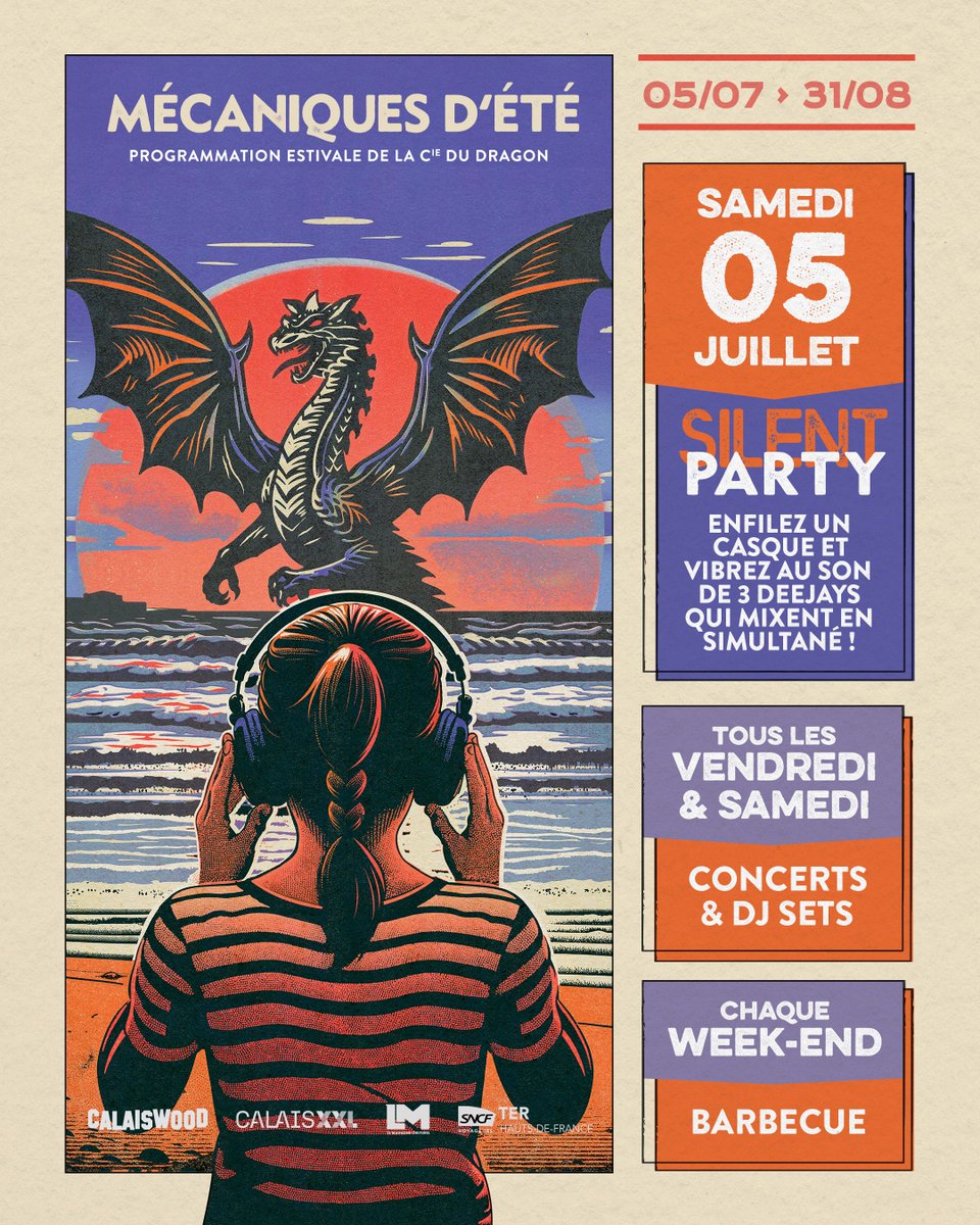 ☀️ LES MÉCANIQUES D'ÉTÉ DE LA CIE DU DRAGON

La Compagnie du Dragon célèbre la belle saison comme chaque année avec un programme riche autour de notre colossal saurien ! Tout le programme à venir jusqu'au 31 août c'est juste ici 👉 compagniedudragon.com/ete 

Bel été à Calais !