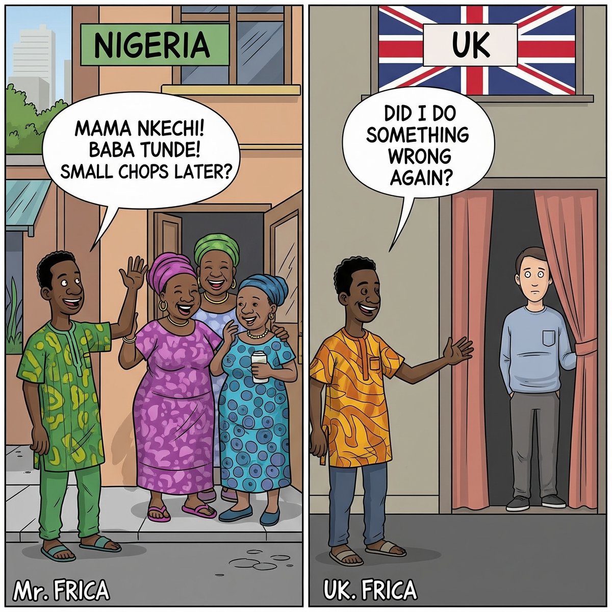 johnfrica's tweet photo. Who knows their neighbours in UK. #UnitedKingdom #cartoon #Nigeria https://t.co/LPpxavfORy