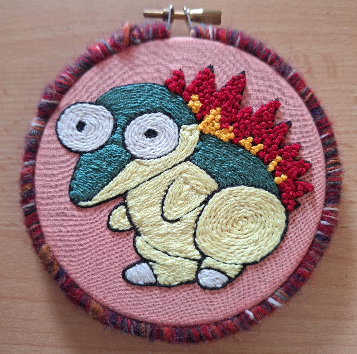 SteeloAndKri's tweet image. Hundreds and hundreds of hours of the Pokémon anime have aired. Yet someone decided to embroider Big Eye Cyndaquil from a 1 second frame. This...this is Art.
Shared by Reddit u/Wishsprite