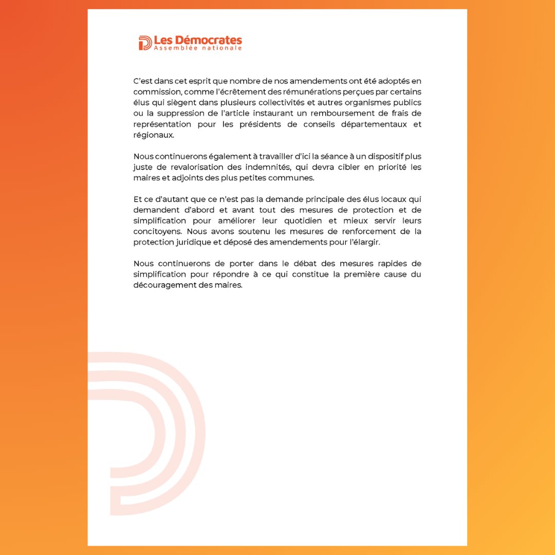 Un statut pour l’élu local,sans renoncer à l’esprit d’engagement.

Retrouvez le communiqué du groupe les Démocrates relatif à l'adoption en commission de la proposition de loi sur le statut de l'élu local :