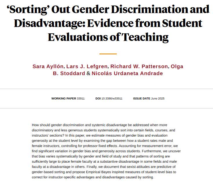 NBER (@nberpubs) on Twitter photo A study of how gender discrimination and systemic disadvantage could be addressed when students systematically sort into certain fields, courses, and instructors' sections, from <a href="/ayllonsara/">Sara Ayllón</a>, Lars J. Lefgren, <a href="/Richwpatt/">Rich Patterson</a>, @olgastoddard, and Nicolás Urdaneta Andrade A study of how gender discrimination and systemic disadvantage could be addressed when students systematically sort into certain fields, courses, and instructors' sections, from <a href="/ayllonsara/">Sara Ayllón</a>, Lars J. Lefgren, <a href="/Richwpatt/">Rich Patterson</a>, @olgastoddard, and Nicolás Urdaneta Andrade