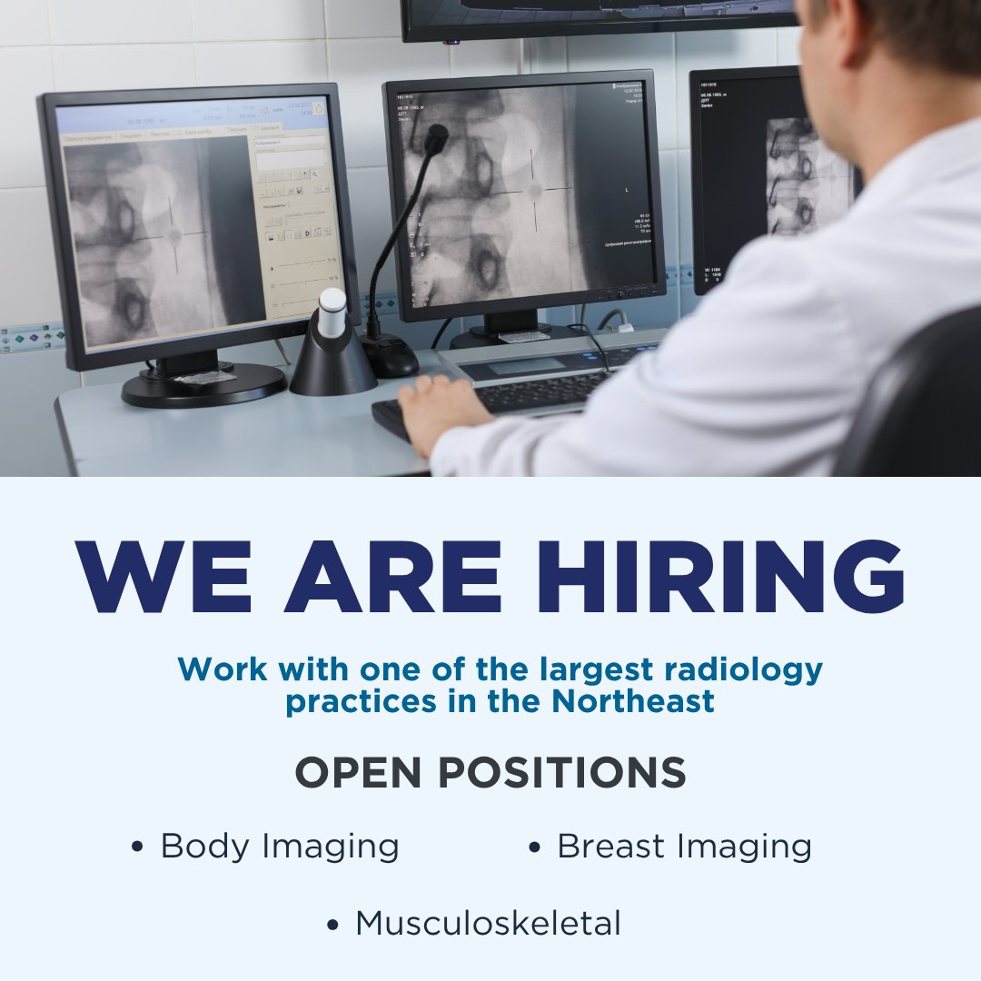 South Jersey Radiology is hiring radiologists across multiple subspecialties. As a physician-led practice, we prioritize clinical excellence, work-life balance, and professional growth.

With access to advanced technology, a collaborative team environment, and opportunities for