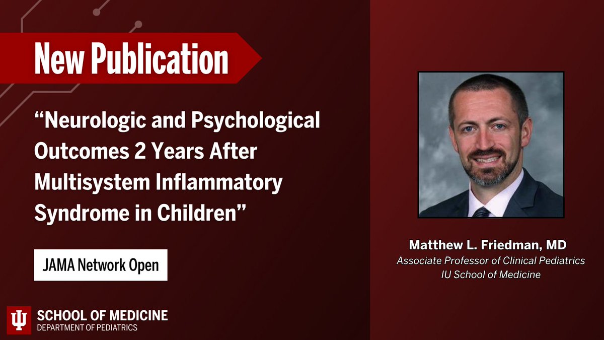 IU Department of Pediatrics (@iudeptpeds) on Twitter photo #NewPublication from IU Pediatrics author, Matthew L. Friedman, MD, and colleagues, published in <a href="/JAMANetworkOpen/">JAMA Network Open</a>.
Check it out: bit.ly/4ecEzXh
#MedicalResearch #MedicalEducation #Pediatrics #NewPublication from IU Pediatrics author, Matthew L. Friedman, MD, and colleagues, published in <a href="/JAMANetworkOpen/">JAMA Network Open</a>.
Check it out: bit.ly/4ecEzXh
#MedicalResearch #MedicalEducation #Pediatrics