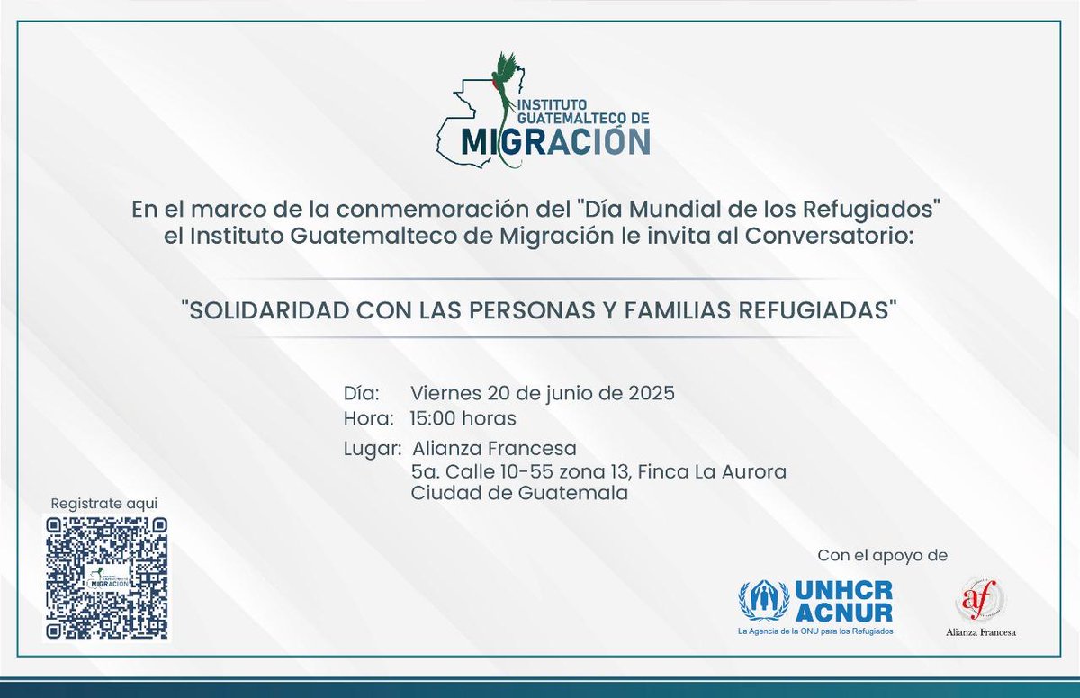 Besem Nkechi Obenson (@repacnurguate) on Twitter photo Agradecemos a <a href="/MigracionGuate/">Migración Guatemala</a> por invitarnos a honrar la fuerza y resiliencia de las personas refugiadas en Guatemala.
¡Reafirmemos nuestro compromiso #ConLosRefugiados! #diamundialdelaspersonasrefugiadas Agradecemos a <a href="/MigracionGuate/">Migración Guatemala</a> por invitarnos a honrar la fuerza y resiliencia de las personas refugiadas en Guatemala.
¡Reafirmemos nuestro compromiso #ConLosRefugiados! #diamundialdelaspersonasrefugiadas