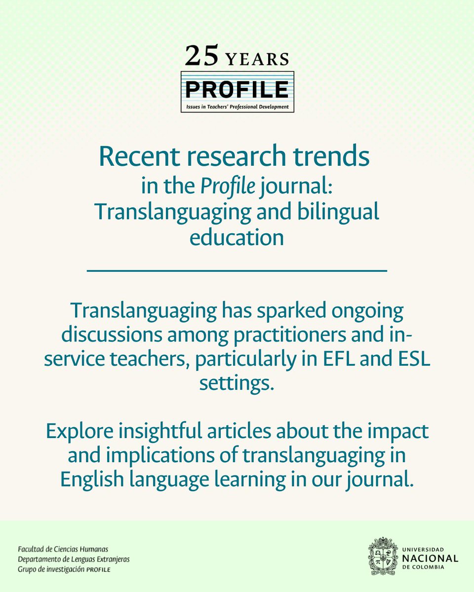 🔎Explore insightful articles about the impact and implications of translanguaging in English language learning:
📚revistas.unal.edu.co/index.php/prof…

#Translanguaging #EnglishLearning #EnglishTeaching