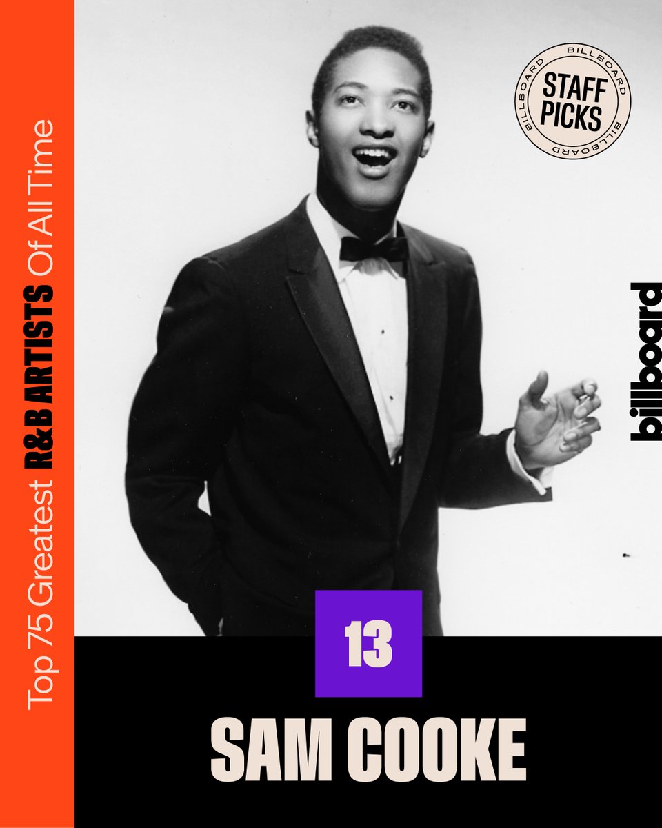 Sam Cooke ranks No. 13 on Billboard’s 75 Best R&amp;B Singers of All Time list.

With his golden voice and unmatched influence, the King of Soul laid the foundation for generations of R&amp;B and pop stars to come — and gave the civil rights movement one of its most enduring anthems.
