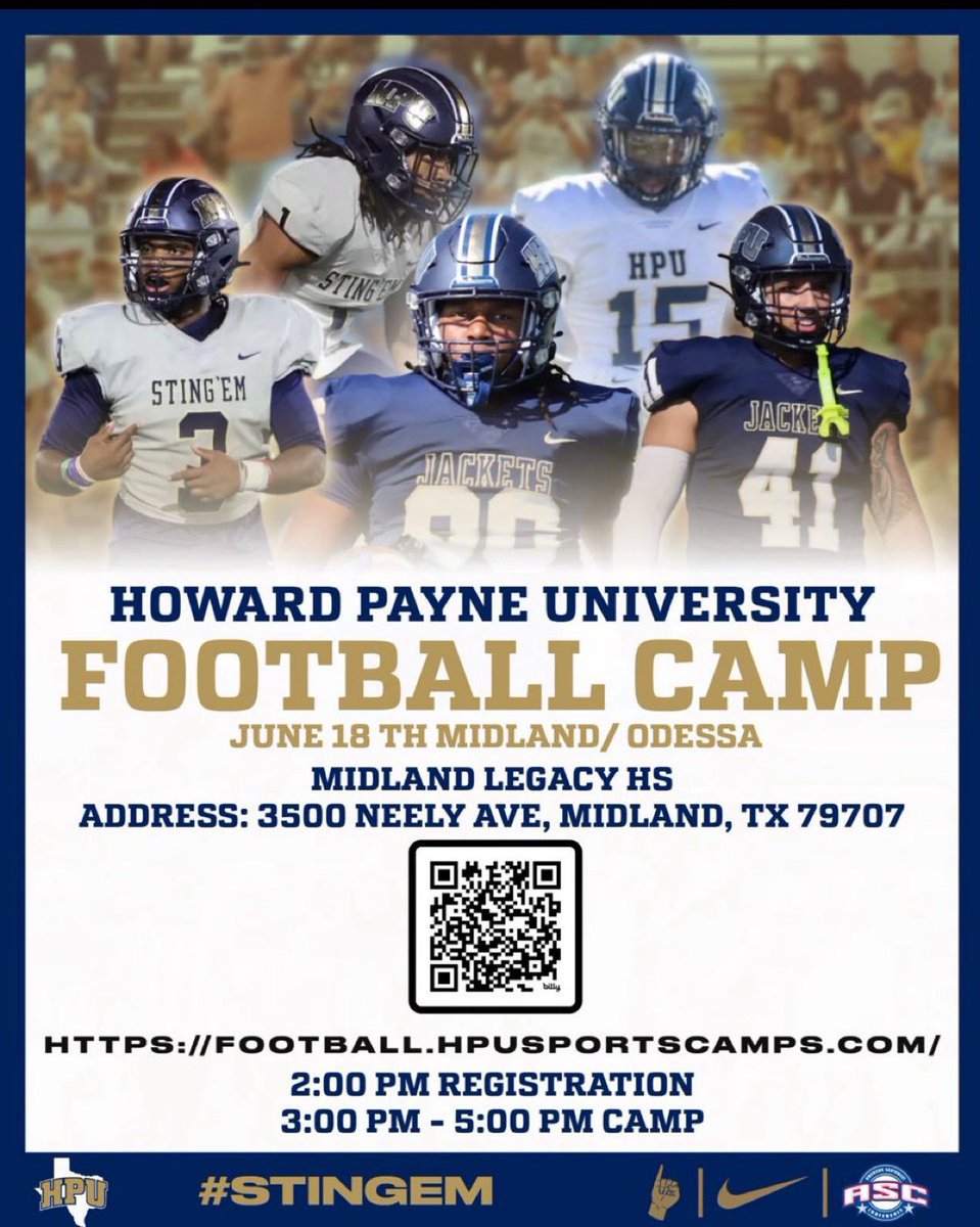 I will be at <a href="/HPUFootball/">Howard Payne University Football</a> Today