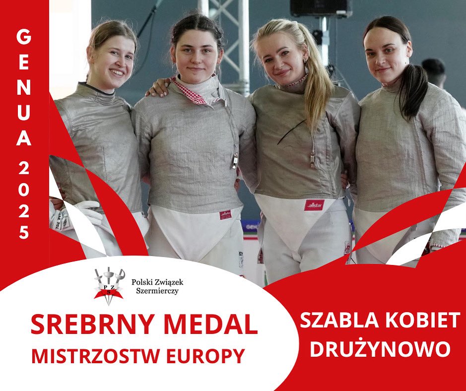 Polski Związek Szermierczy (@pzszerm) on Twitter photo Drużyna szablistek Zuzanna Cieślar, Angelika Wątor, Sylwia Matuszak i Zuzanna Lenkiewicz WICEMISTRZYNIAMI EUROPY! 🥈🤺
Gratulujemy Wam dziewczyny świetnego turnieju! Jesteśmy z Was dumni! 🥈🤺 <a href="/SPORT_GOV_PL/">Ministerstwo Sportu i Turystyki</a> Drużyna szablistek Zuzanna Cieślar, Angelika Wątor, Sylwia Matuszak i Zuzanna Lenkiewicz WICEMISTRZYNIAMI EUROPY! 🥈🤺
Gratulujemy Wam dziewczyny świetnego turnieju! Jesteśmy z Was dumni! 🥈🤺 <a href="/SPORT_GOV_PL/">Ministerstwo Sportu i Turystyki</a>