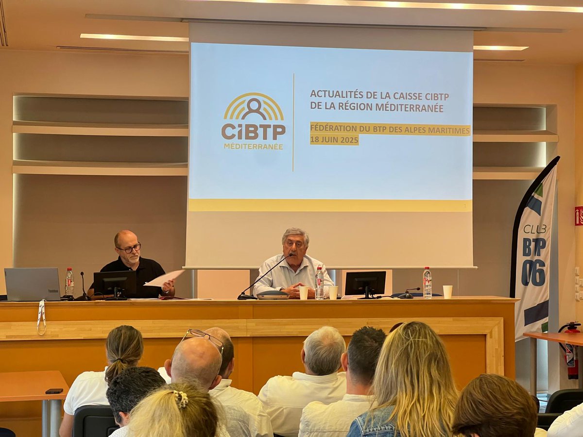 🗣️Philippe GAUTIER, Vice-Président et Didier PARRINI, Directeur Adjoint de la Caisse CIBTP Méditerranée, étaient présents pour faire un tour d’horizon des actualités de la Caisse CIBTP Méditerranée.

➡️ La Loi DDADUE
➡️ Intégration de la canicule
➡️ Services aux salariés du BTP