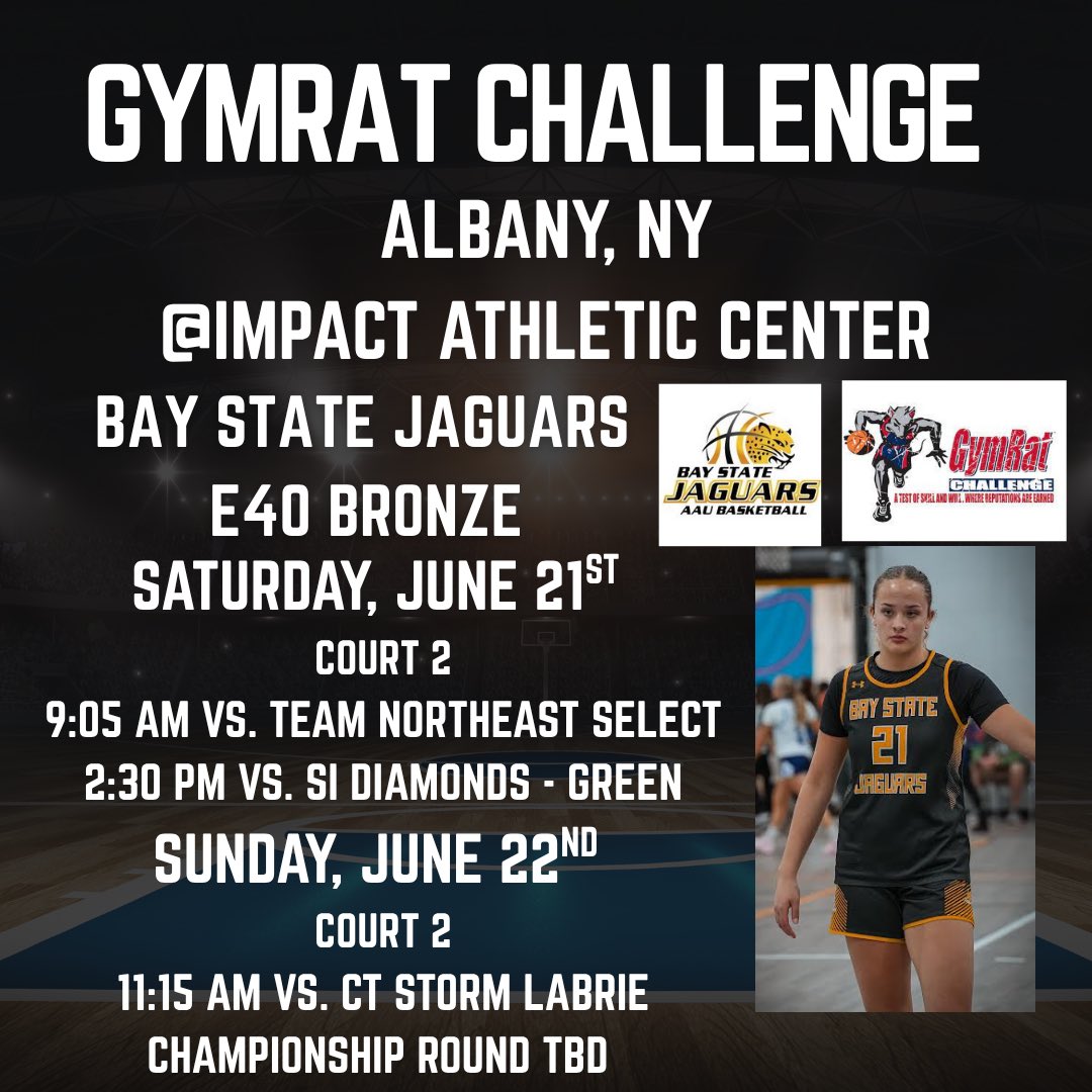 EmmaJohnson216's tweet image. I’m so excited to play for the Gym Rat Challenge in Albany, New York this weekend! Here’s my schedule! @BayStateJags @CoachTyMosley @GymRatCHALLENGE