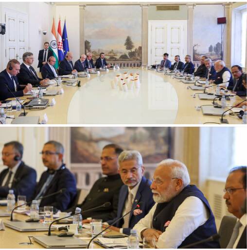 क्रोएशिया के पीएम प्लेन्कोविश के साथ पीएम मोदी के प्रतिनिधिमंडल स्तर की वार्ता के दृश्य।

narendramodi.in/network/userpo…
