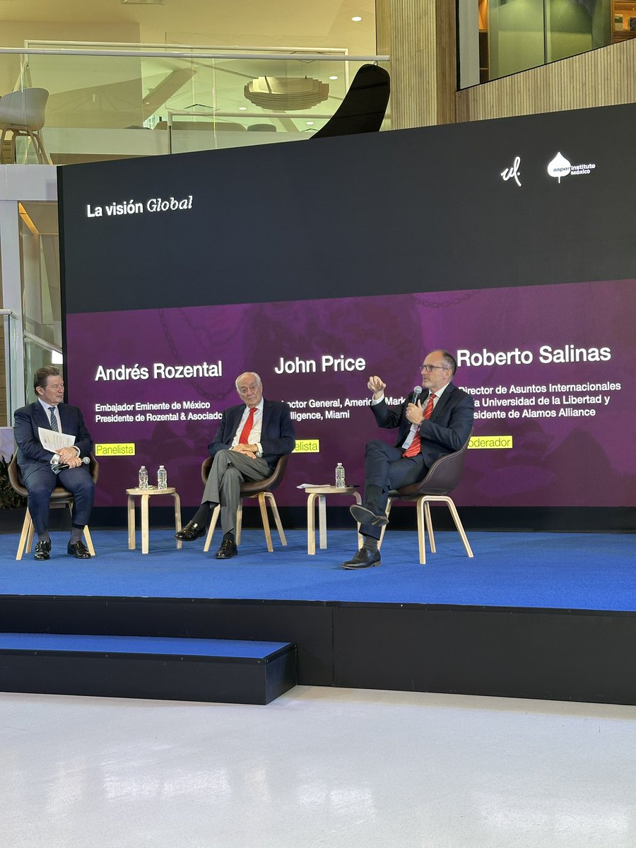 UL (@udelalibertad) on Twitter photo Nos encontramos en el primer panel de análisis, “La visión Global”, con la participación del Embajador Emérito, Andrés Rozental, John Price, Director de Americas Market Intelligence.
Modera: <a href="/rsalinasleon/">Roberto Salinas León</a>
Sé parte de la conversación, transmisión en vivo: youtube.com/live/cI4rH-IG3 Nos encontramos en el primer panel de análisis, “La visión Global”, con la participación del Embajador Emérito, Andrés Rozental, John Price, Director de Americas Market Intelligence.
Modera: <a href="/rsalinasleon/">Roberto Salinas León</a>
Sé parte de la conversación, transmisión en vivo: youtube.com/live/cI4rH-IG3
