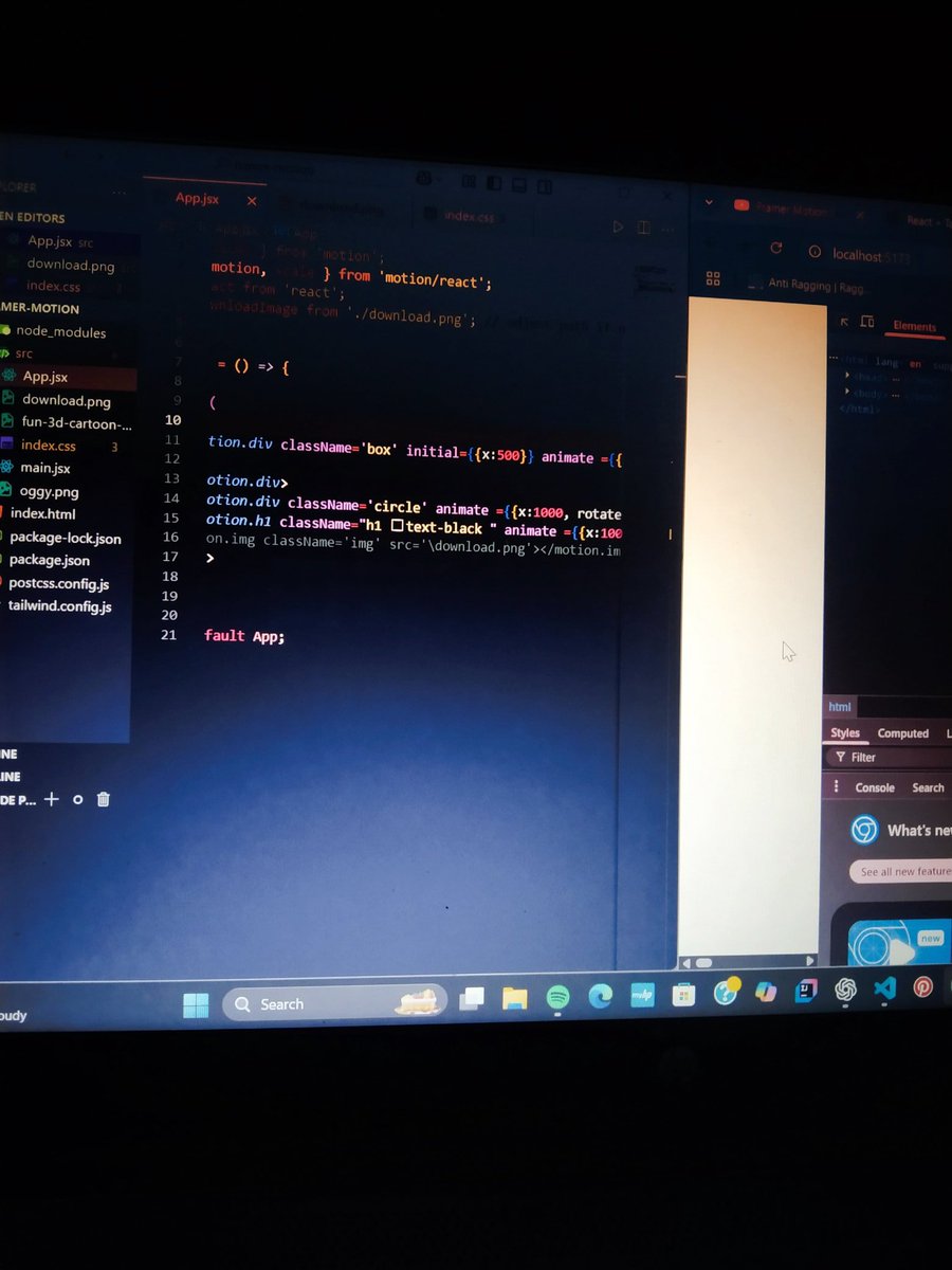 Palakonweb's tweet image. React Day -18: Took the first step to learn Framer Motion — time to add some ✨animation✨ to my React apps!
#react #FramerMotion #100DaysOfCode #webdev