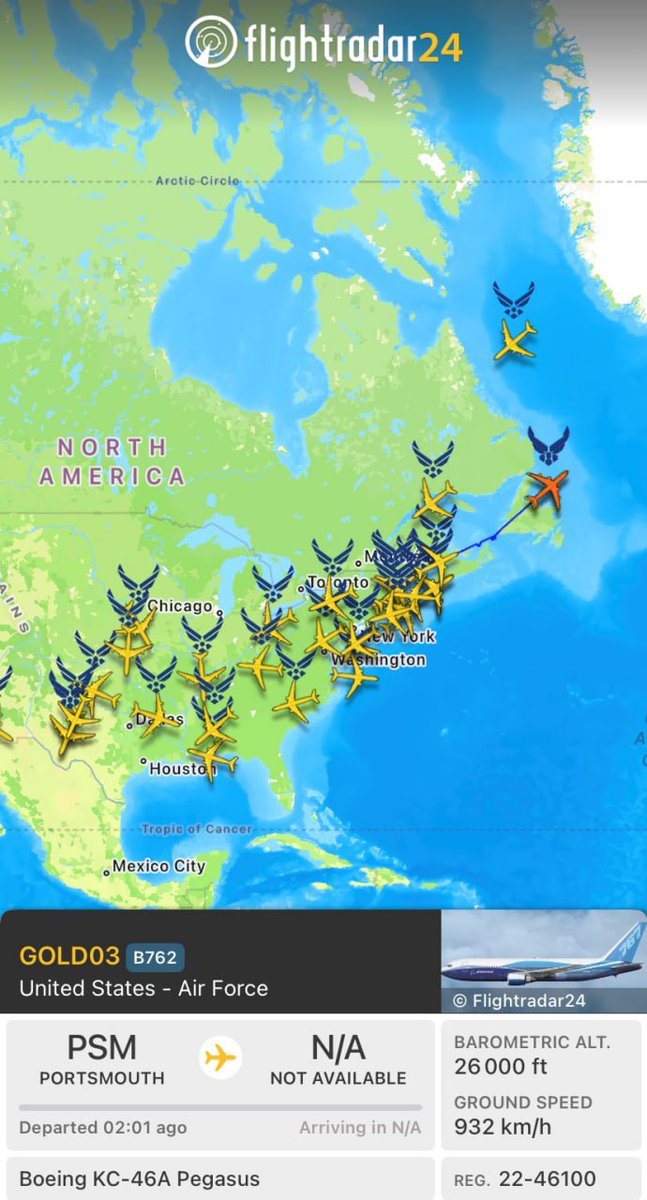 globalwarbrief's tweet photo. 🇺🇸✈️🚨 F-22 Raptors from the US Air Force are heading to the Middle East amid rising tensions with Iran.

Deployment underway to Muwaffaq Salti Air Base, Jordan — supported in-air by KC-46 tankers 
#F22 #USAirForce #IranCrisis #MiddleEastTensions #Breaking #MilitaryDeployment https://t.co/67V4b504jS