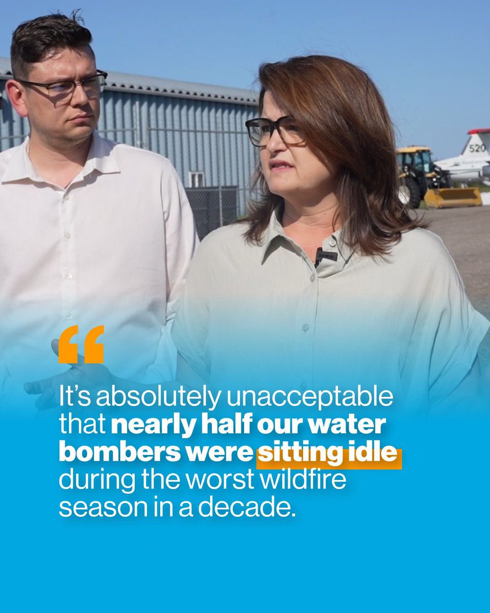 More startling revelations coming out today that at least 4 of the province’s 10 water bombers were on the ground during the worst fires in a decade. 

That’s almost half that weren’t in operation. This is mismanagement at its worst, and it’s unacceptable. 

#skpoli #sask