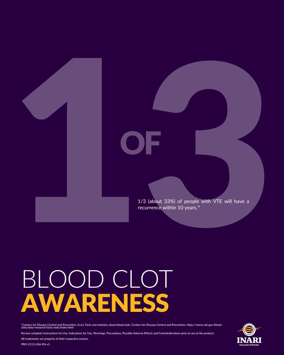 Inari Medical (@inarimedical) on Twitter photo Venous Thromboembolism (VTE) is a leading cause of preventable hospital deaths, yet many are unaware that about 1 in 3 people will experience a recurrence within 10 years*. By raising awareness, staying informed, and understanding the risks, we can reduce the impact of this Venous Thromboembolism (VTE) is a leading cause of preventable hospital deaths, yet many are unaware that about 1 in 3 people will experience a recurrence within 10 years*. By raising awareness, staying informed, and understanding the risks, we can reduce the impact of this