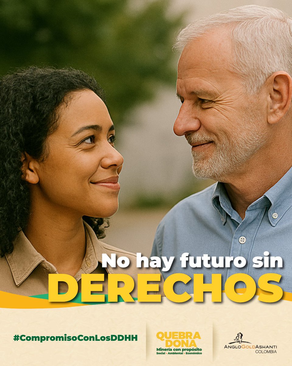 AGAColombia's tweet photo. ¡No hay futuro sin derechos!
Defender la dignidad humana es parte de nuestra cultura.
#CompromisoConLosDDHH 🤝
#MineríaConPropósito 🌳
#TodosCabemos 🤩