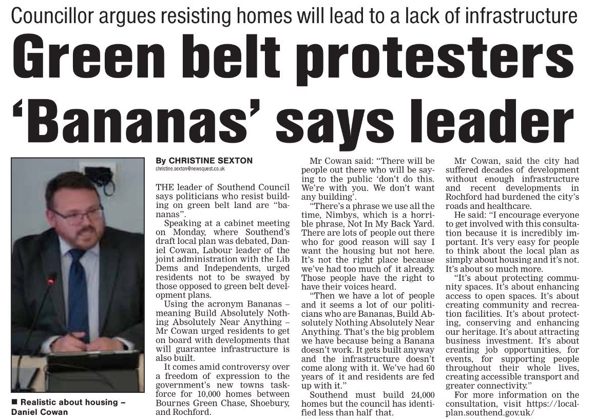 I just want my son to have a school place, to be able to get a doctor’s appointment, and for my city to not be gridlocked. Therefore I identify as a banana! 🍌 

There needs to be a sensible, cross party convo about housing, not secrete submissions to government for a new town!