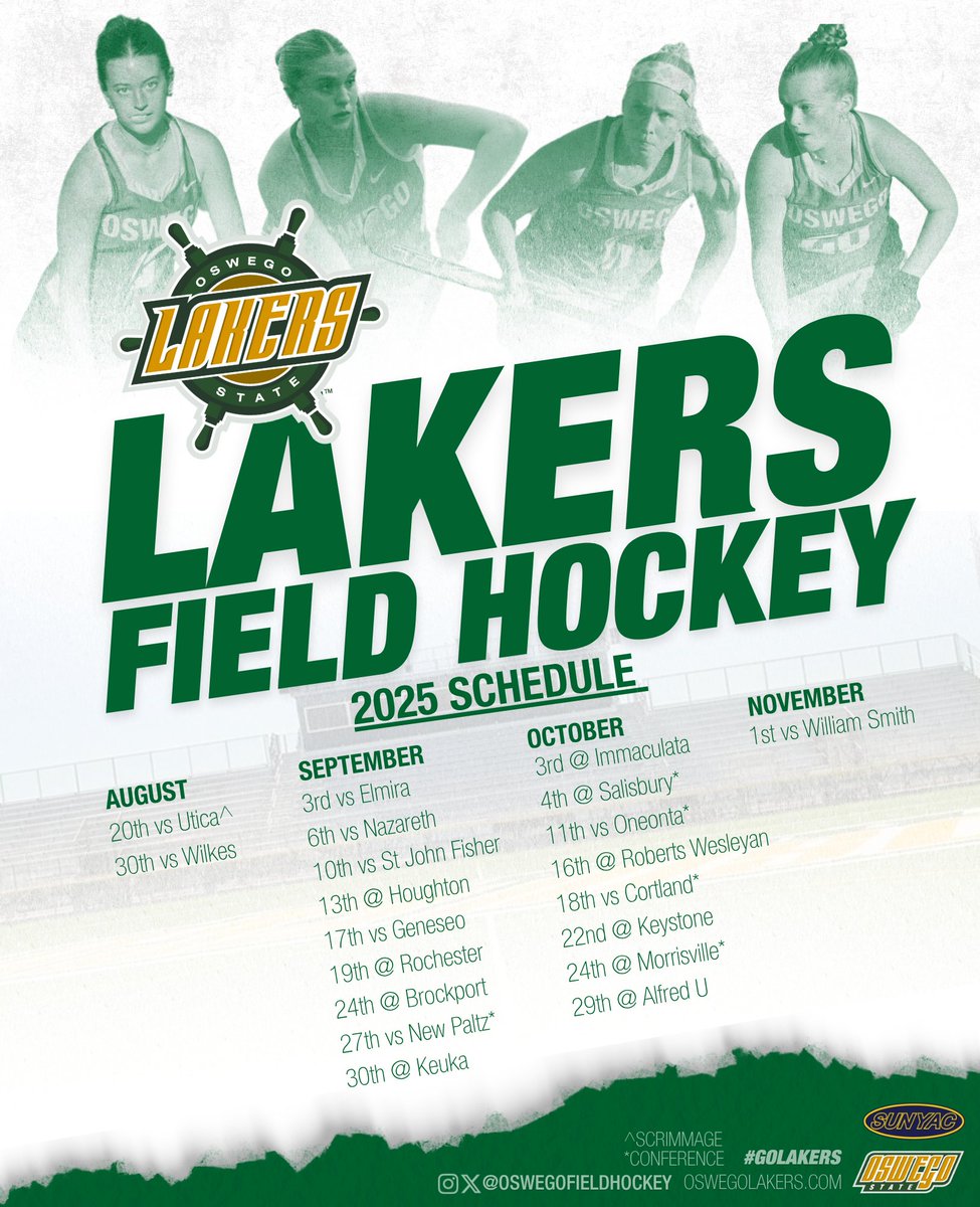 It's the official Oswego Field Hockey schedule release for the 2025-26 season!! 🏑  
Check out more details at oswegolakers.com  #GoLakers