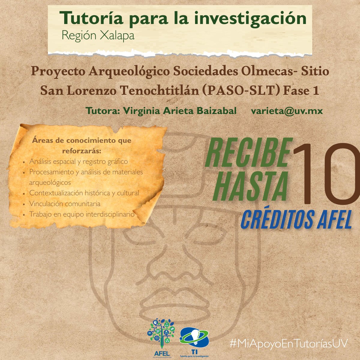 #EstudianteUV 

Si te interesa la antropología y la investigación, esta oportunidad es para ti. Participa en el Programa de Tutoría para la Investigación y recibe hasta 10 créditos de AFEL. 🔵🟢