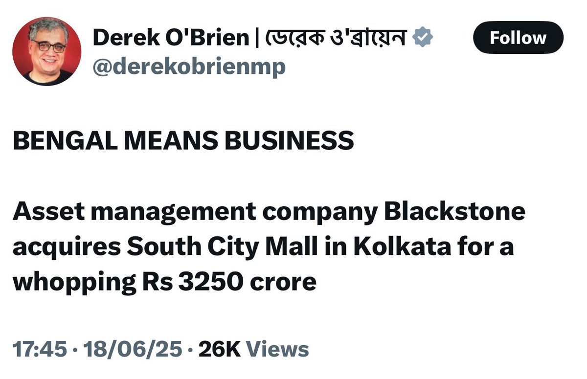 These b**kachdas has fucked Bengal so bad over 5 decades that today a sale of ‘Mall’ is making them excited. These losers came into power by shutting down an automobile factory. 

What ‘Business’ is the Mamata lackey claiming here ?