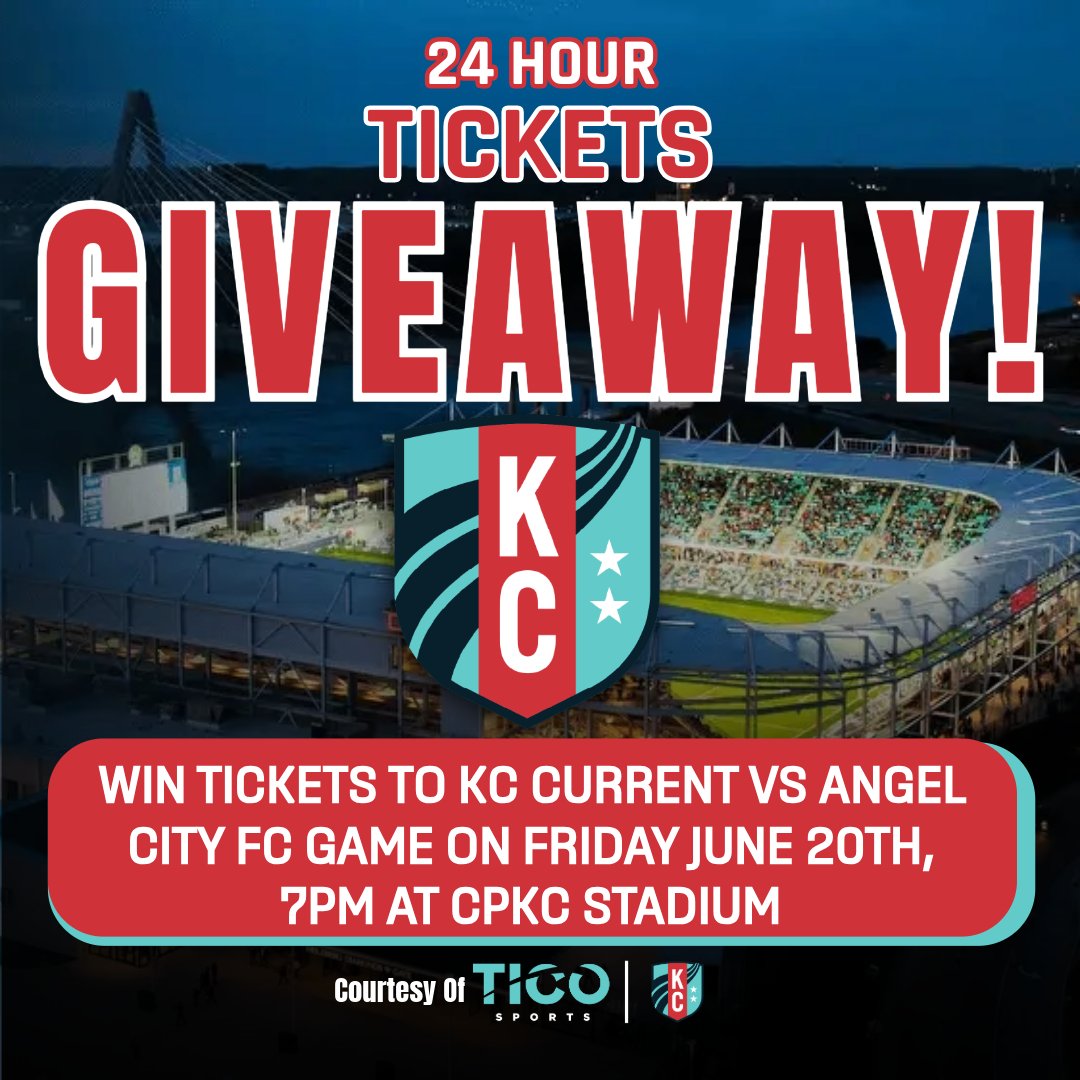 🎟️ TICKET GIVEAWAY! 🎟️
Win 2 tickets to see KC Current vs Angel City this Friday at 7PM at CPKC Stadium! 💙❤️

To enter:
1️⃣ Like &amp; comment who you'd bring
2️⃣ Retweet for a bonus entry

Winner picked tomorrow! #KCCurrent #ForKC