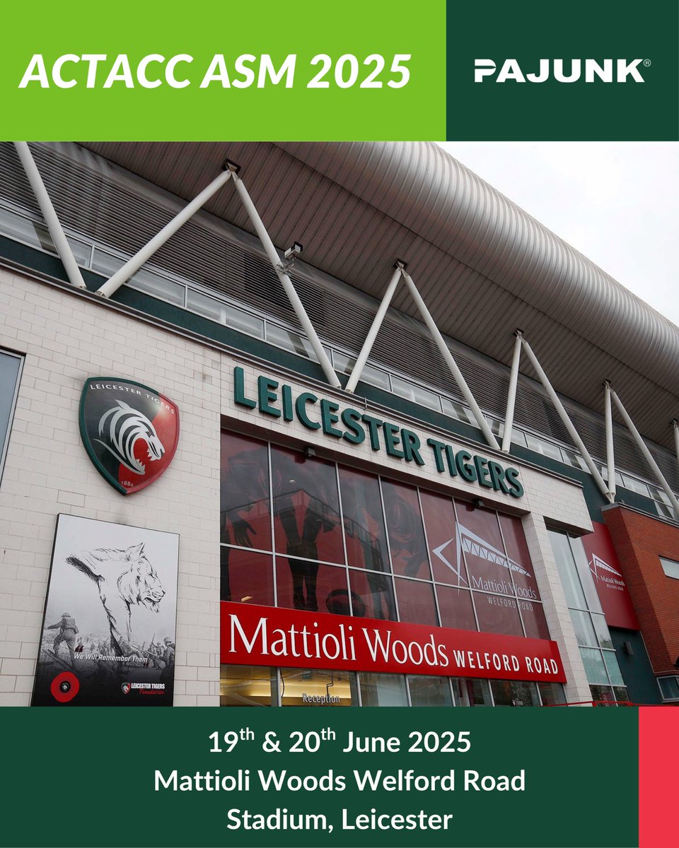 We’re at the ACTACC ASM 2025 this week which is being held at the Mattioli Woods Welford Road Stadium in Leicester.

See us there on the 19th and 20th of June, come and say hi! 👋🏽 

#ACTACCASM2025 #PAJUNKUK