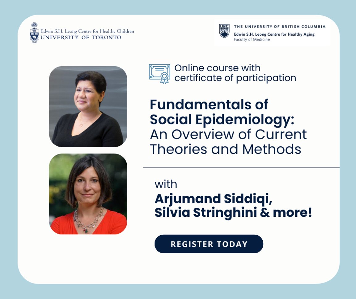 Edwin S.H. Leong Centre for Healthy Aging (@ubcaging) on Twitter photo 📢 Register now for our new asynchronous Fundamentals of Social Epidemiology course in partnership with <a href="/LeongCentre/">Edwin S.H. Leong Centre for Healthy Children</a>! Running from July 11 – October 3, 2025, this course explores key theories and tools in social epidemiology: leongcentre.utoronto.ca/social-epidemi… 📢 Register now for our new asynchronous Fundamentals of Social Epidemiology course in partnership with <a href="/LeongCentre/">Edwin S.H. Leong Centre for Healthy Children</a>! Running from July 11 – October 3, 2025, this course explores key theories and tools in social epidemiology: leongcentre.utoronto.ca/social-epidemi…