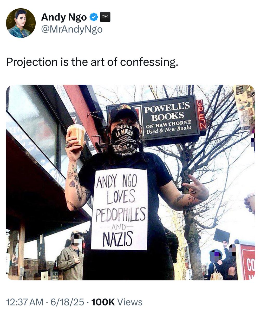 2LessLegz's tweet image. Andy you are literally the blue print for right wing projection propaganda! 😂

Poor, poor Milkshake… someone please give Milkshake a hug before he calls 911 on himself when he inevitably walks into the mirror later today &amp;amp; blames it on Antifa… 💩