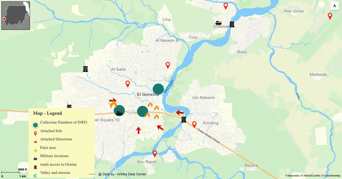 The second anniversary of El-Genina massager - west Darfur

at least 57 public institutions and NGOs were destroyed  inside the El-Genina town, and 61 institutions in west Darfur state. In total 118 were verified by the Artrika team from 24 April 2023 to 12  July 2023. Also RSF