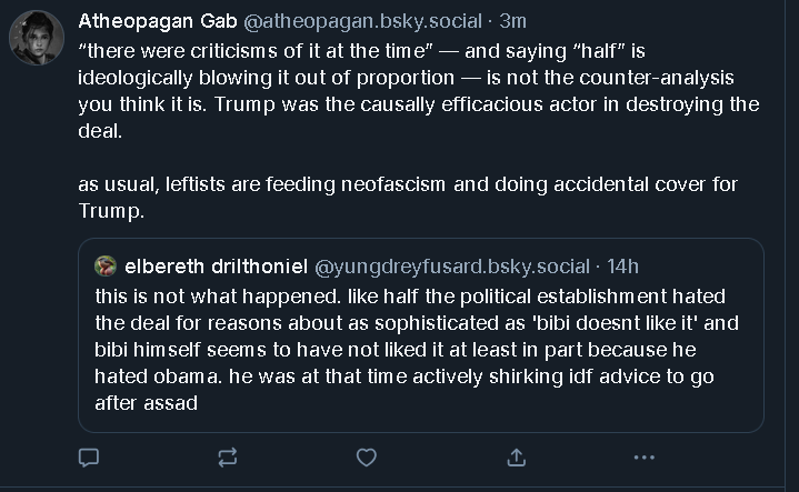 oh, cool. leftists doing cover for Trump and distributing the causal responsibility of Trump across differing actors and/or the establishment as a whole, once again, thus feeding into neofascism. it must be a day that ends in 'y'.