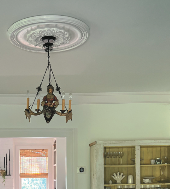 Lüsterweibchen combine the classic antler chandelier with fantastical figural forms. The form has risen and fallen (and then risen again) in popularity. -Ben Davidson &amp; Pippa Biddle

Now it calls a dining room in the Hudson Valley home.
#AntiqueOfTheDay