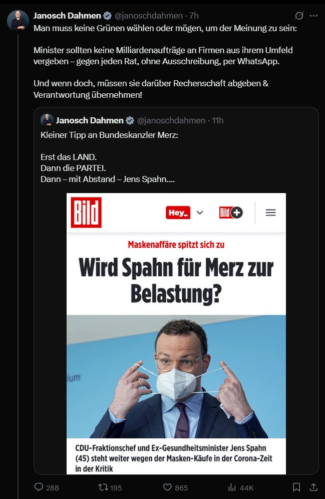 Was ich faszinierend finde: All das war schon während der Pandemie ein offenes Geheimnis, und Spahn stand deshalb mächtig in der Kritik. War Dahmen damals nicht sogar selbst mit in der Regierung? Warum wurde damals so halbherzig gehandelt, während jetzt plötzlich mit