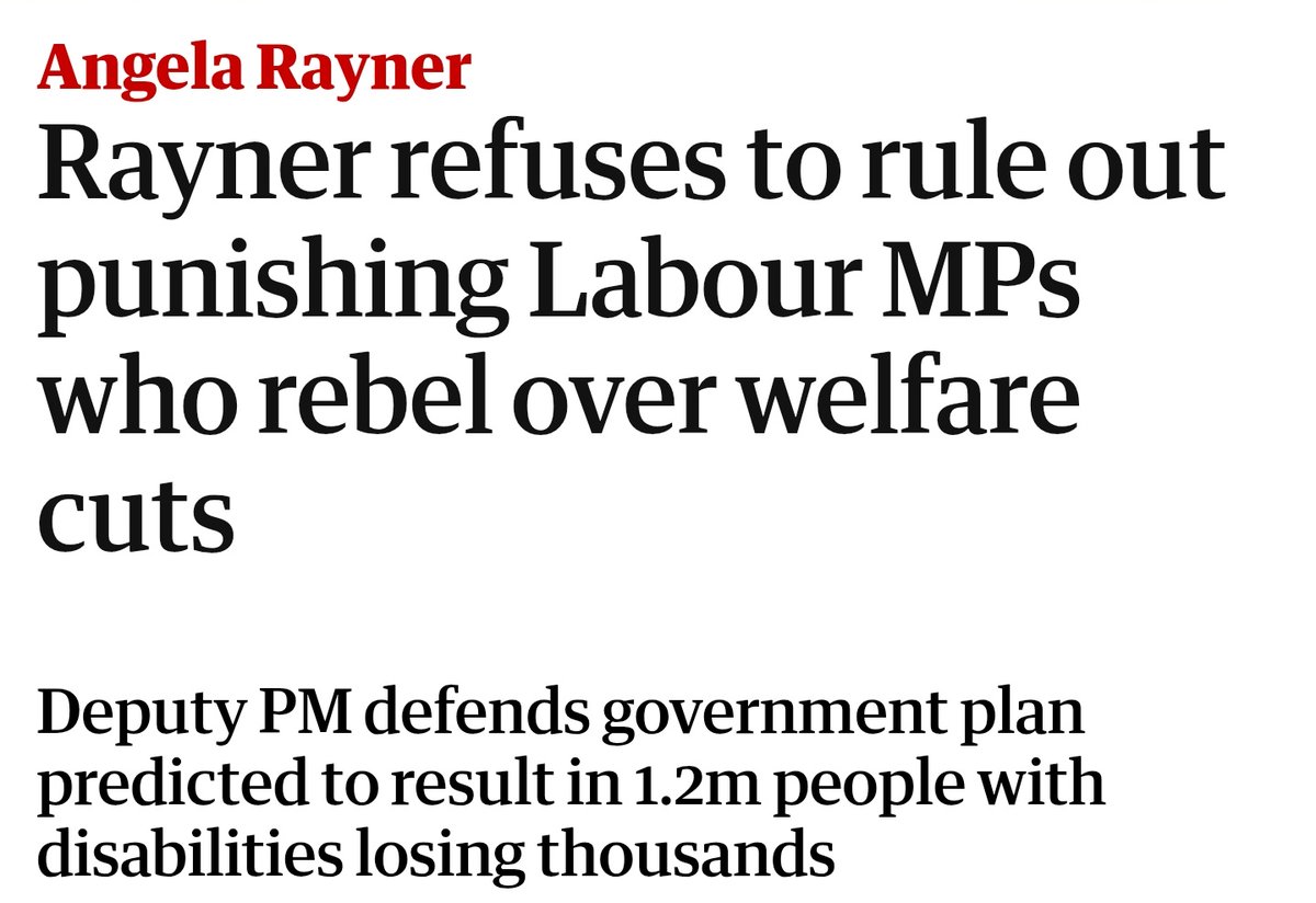 Punishing MPs who refuse to punish the disabled. That doesn't make you look tough. It makes you look heartless.