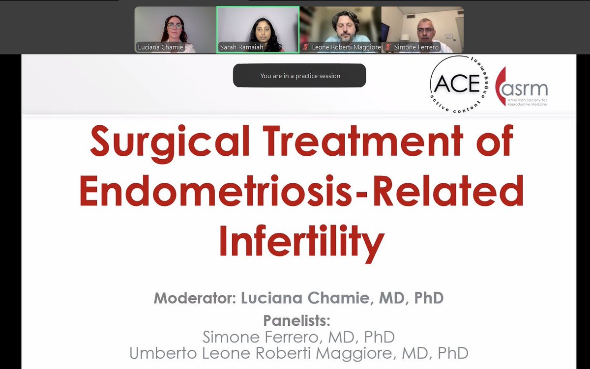 lucianachamiec1's tweet image. ASRM Webinar on Surgical Treatment of Endometriosis-Related Infertility. Thank you for the having me as a moderator-it was a pleasure @ASRM_org