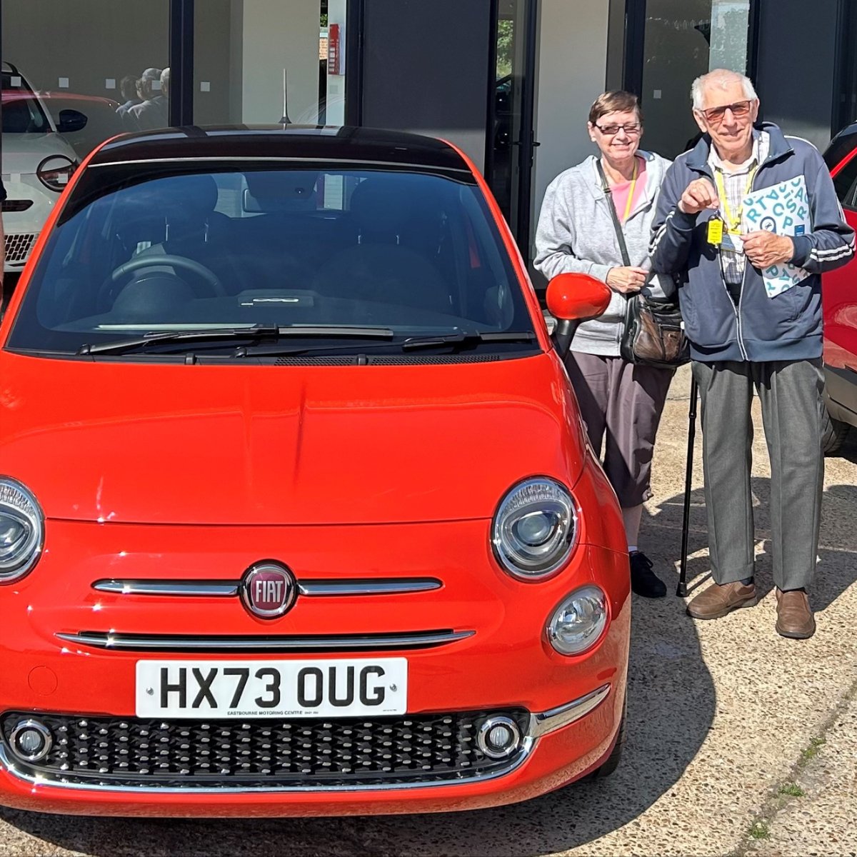 Congratulations to Mr &amp; Mrs Nethercot, pictured here collecting their vibrant new Fiat 500 that we sourced for them.
Happy and safe motoring to you both and thank you for choosing EMC Fiat! 
#emcgroup #fiat #eastbourne #happycustomers