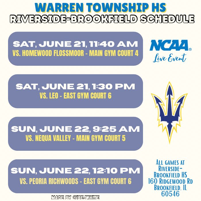 Blue Devils Riverside Brookfield weekend schedule!