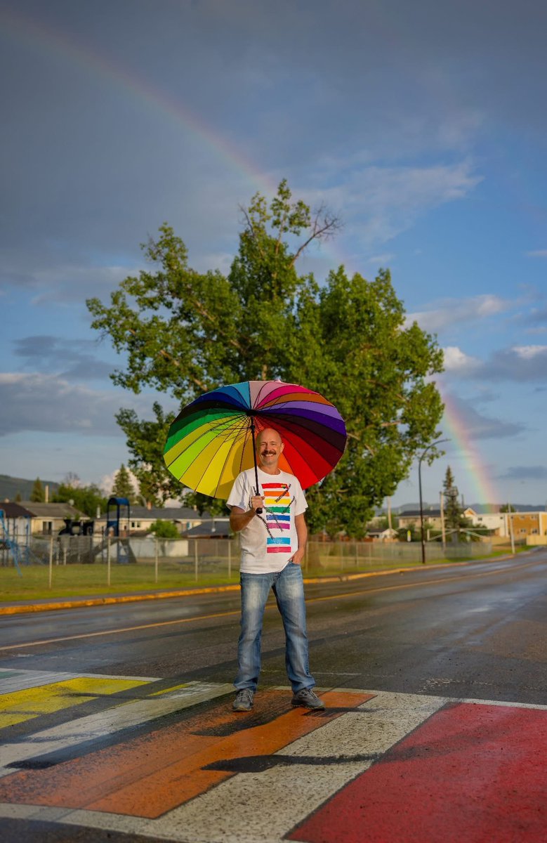 <a href="/PLavoieImages/">paul lavoie</a> has now beautifully captured the rainbow crosswalk burnout AND Devin's creative response in a series of incredible photos, including this one featuring a real rainbow. 
Love wins! 
#pride #rainbow #pridecrosswalk #lovewins #stophate #smalltownpride #pridemonth