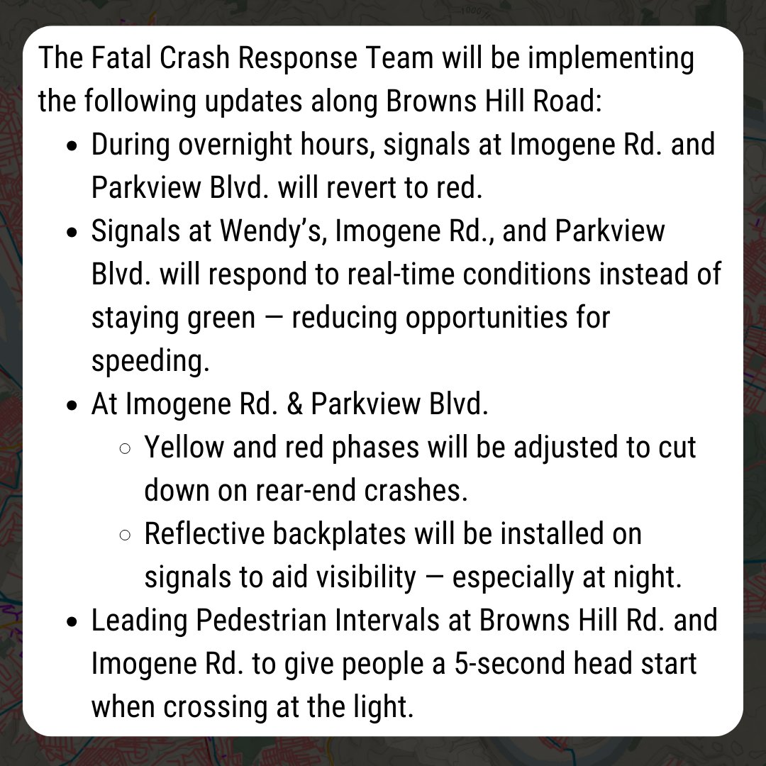 Pittsburgh's tweet image. On May 29, a fatal crash occurred on Browns Hill Rd at Parkview Blvd, involving a motorcycle and a passenger vehicle. Investigators cite high speeds, aggressive driving, and inexperience as possible contributing factors.